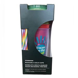 Starbucks Graphic Printed Reusable Back to School Summer Cold Cups Box, NEW